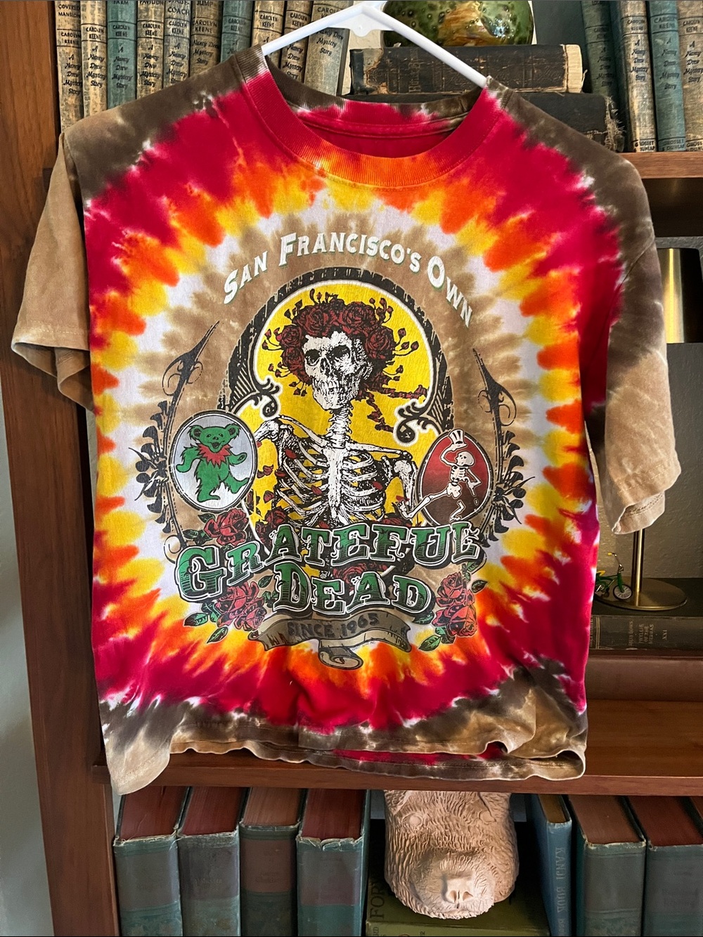 Liquid Blue Red, Orange and Yellow Tie-Dye Graphic Tee
